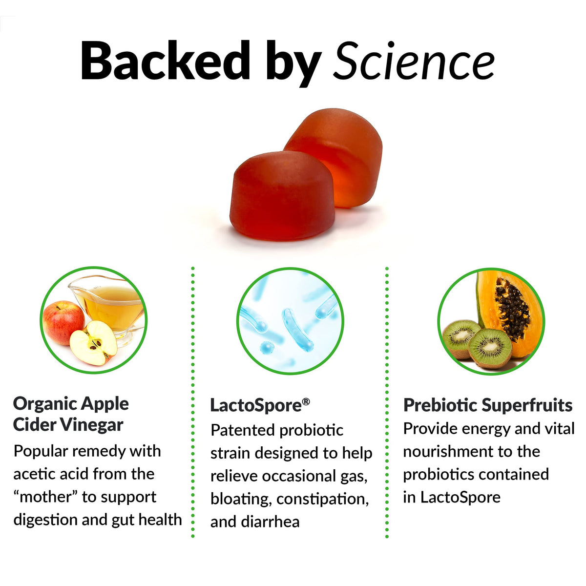 FORCE FACTOR ProbioSlim Apple Cider Vinegar Gummies Organic LactoSpore Prebiotics