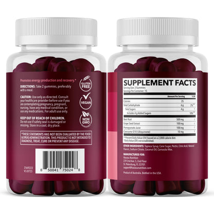Beet Root Gummies with COQ10 and Grape Seed, Mixed Berry, 30 Servings - Nitric Oxide Supplement with Beetroot, Grape Seed Extract and COQ10 for Performance and Recovery, Vegan, Non-GMO, Gluten-Free