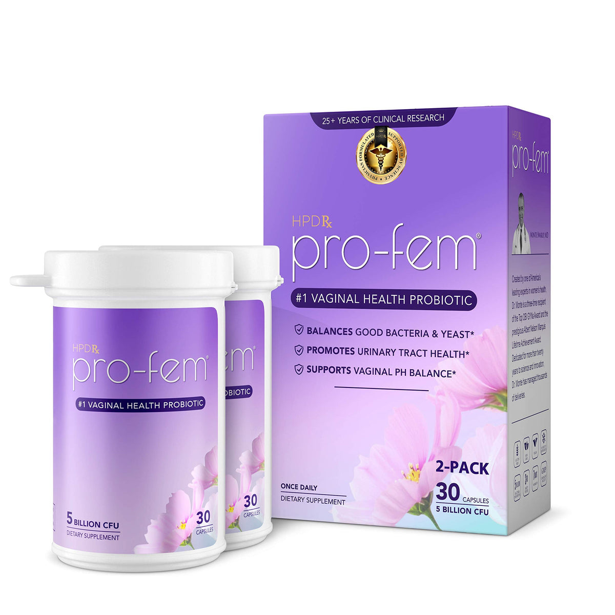 HPD Rx Pro-Fem #1 Vaginal Health Probiotic | Vaginal Probiotics | Clinically Proven to Promote Yeast & PH
