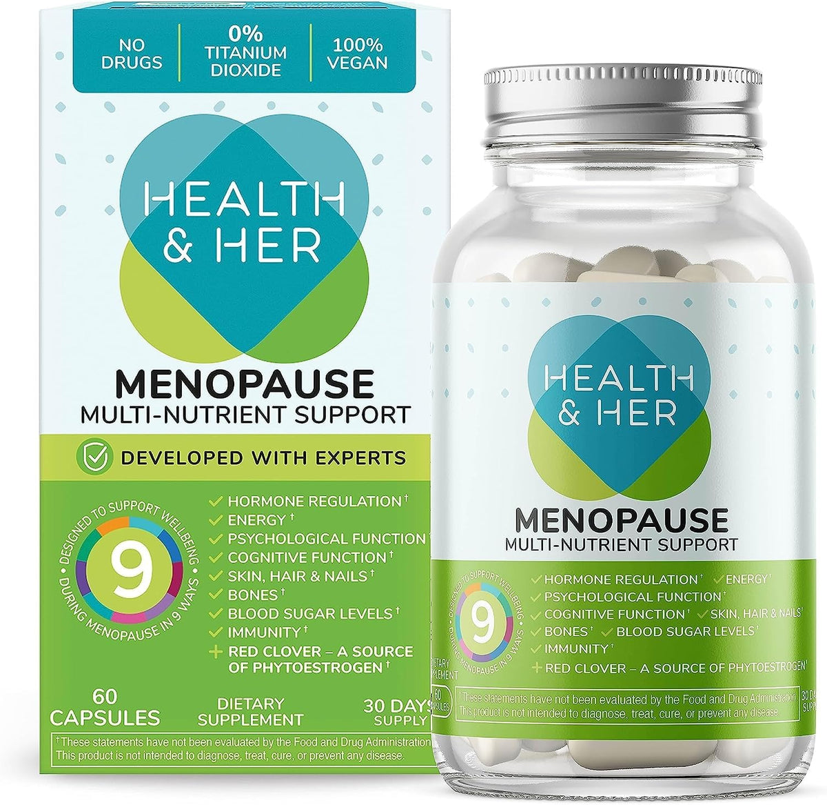 Health & Her Menopause Supplements For Women, Multi-Nutrient, Menopause Support