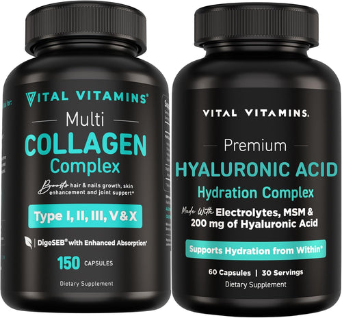 Vital Vitamins Multi-Collagen 150 ct + Hyaluronic Acid Hydration Complex 60 ct