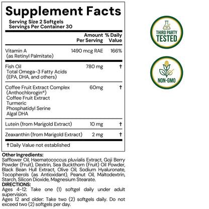 LYTTON EyeQ Duo Digital Eye & Focus Support - Patented Anthochlorogin for Brain-Eye Connection, Promotes Ocular Vitality - Rapid Visual Comfort & Natural Formula for Screen Users, 60 Softgels