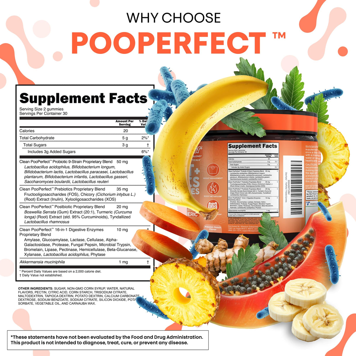 Clean Nutra Prebiotic Postbiotic Digestive Enzymes Gummies with Chicory Root, Boswellia Serrata, Turmeric, and Akkermansia - Pre+Post Probiotics Supplement