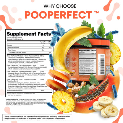 Clean Nutra Prebiotic Postbiotic Digestive Enzymes Gummies with Chicory Root, Boswellia Serrata, Turmeric, and Akkermansia - Pre+Post Probiotics Supplement