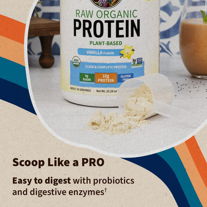Organic Vegan Vanilla Protein Powder - Garden of Life - 22g Complete Plant Based Raw