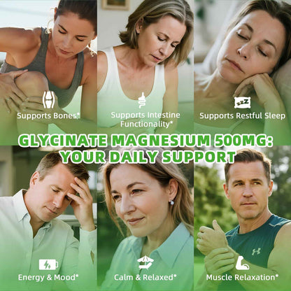 Magnesium Glycinate 500mg Softgels Supplement, Small Easy to Swallow Magnesium Gelcaps High Absorption for Night Leg&Sleep Support, Muscle&Bone, Calm, Non GMO, 120 Gelcaps, 60 Day Supply