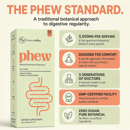 Phew - Premium Herbal Constipation Relief for Women & Adults - Fast-Acting Bloating Relief, Gentle Colon Cleanser & Digestive Support - Promotes Natural Bowel Regularity & Gut Immunity - 10 Pack