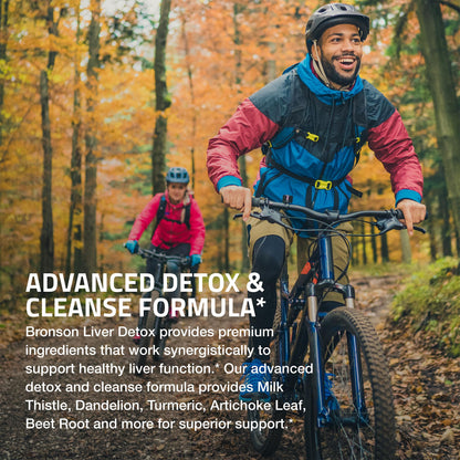 Bronson Liver Detox Advanced Detox & Cleansing Formula 60 Capsules - Liver Health Support with Milk Thistle, Dandelion Extract, Turmeric, Artichoke Leaf & Beet Root, Non-GMO, Soy-Free