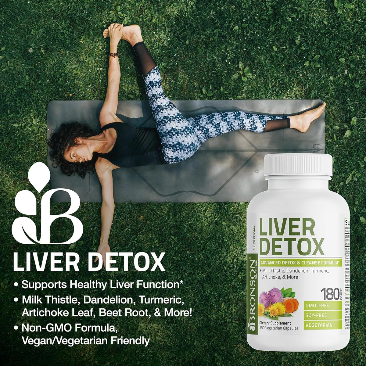 Bronson Liver Detox Advanced Detox & Cleansing Formula 60 Capsules - Liver Health Support with Milk Thistle, Dandelion Extract, Turmeric, Artichoke Leaf & Beet Root, Non-GMO, Soy-Free