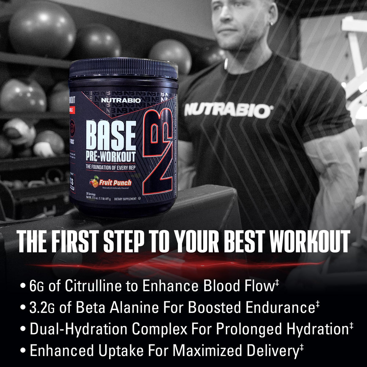NutraBio Base Pre-Workout Powder 200mg Caffeine, Sustained Energy, Focus, Endurance, Pump, Sugar Free, Clean Preworkout for Men and Women - Beta Alanine, L-Tyrosine, 30 Servings - Lemon Lime