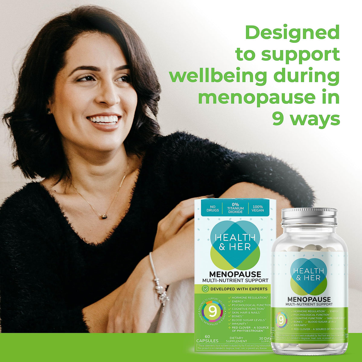 Health & Her Menopause Supplements For Women, Multi-Nutrient, Menopause Support