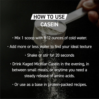 Kaged Premium Casein Protein Powder - Vanilla - Micellar Casein - Banned-Substance Free Supplement, Build Muscle, Recover Faster - Kasein - 28 Servings