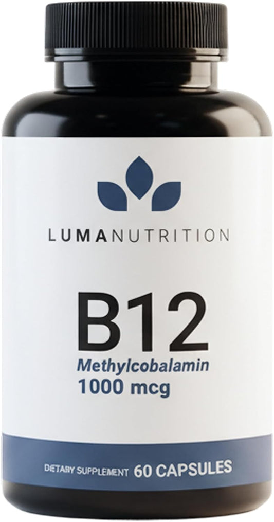 Luma Nutrition Vitamin B12 Methylcobalamin 1000 mcg – Energy & Nervous System Support, 60 Capsules
