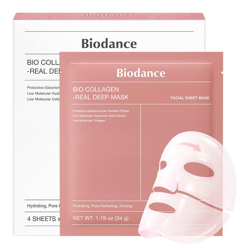 BIODANCE Bio-Collagen Real Deep Mask – Hydrating Overnight Hydrogel Face Mask, 4 Pack