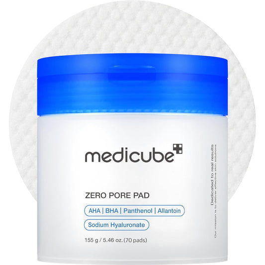 Medicube Zero Pore Pad packaging with blue lid on a white background