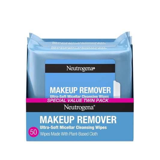Neutrogena Makeup Remover Micellar Wipes – 2 Pack, 25 Count Each